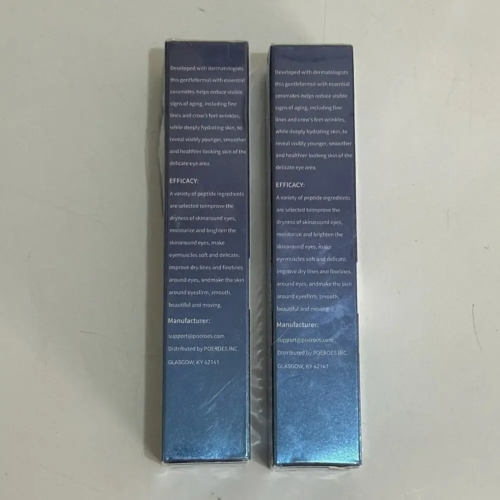 2 Pack Poeroes Eye Serum 8% Caffeine, 8% Retinol, Peptides, EXP: 09/2028